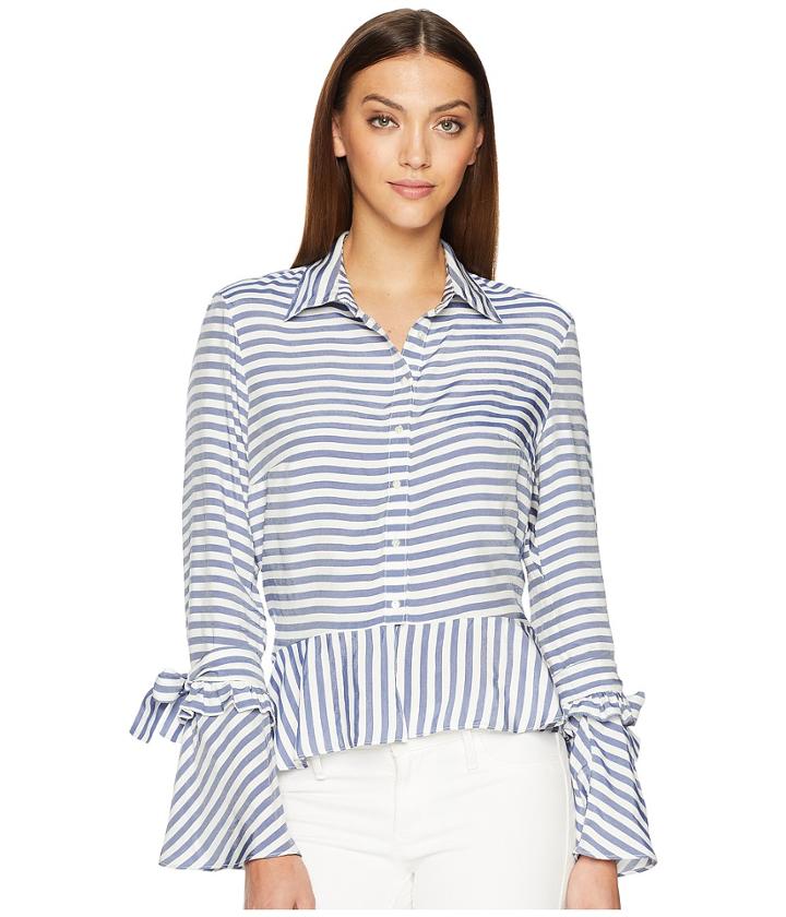 Nicole Miller - Collared Top With Tie Sleeve