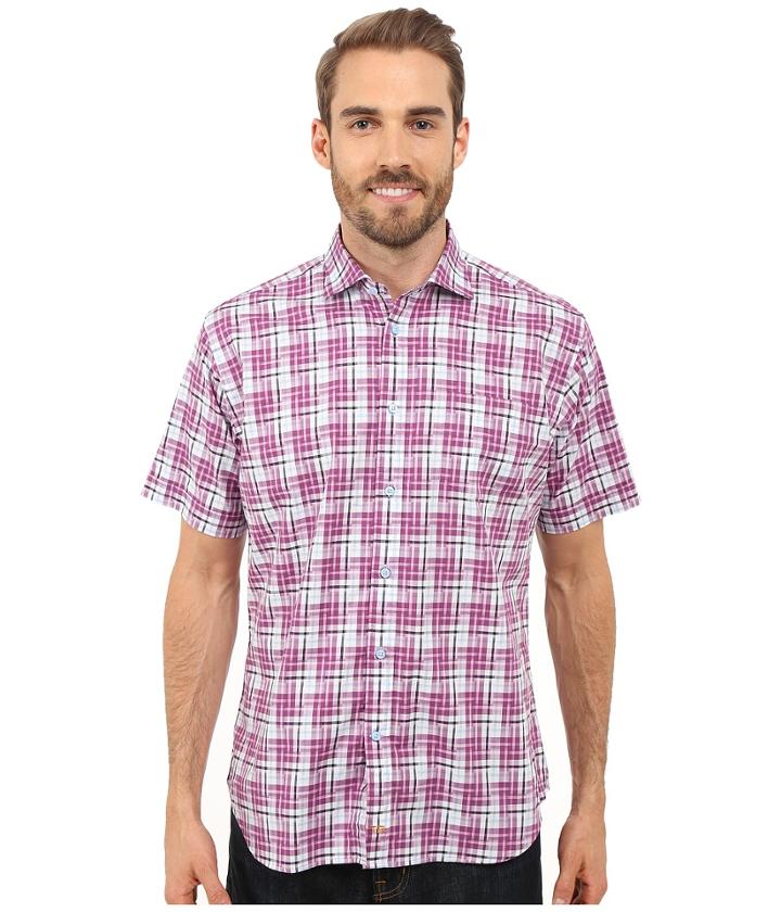 Thomas Dean &amp; Co. - Short Sleeve Woven Twill-finish Plaid