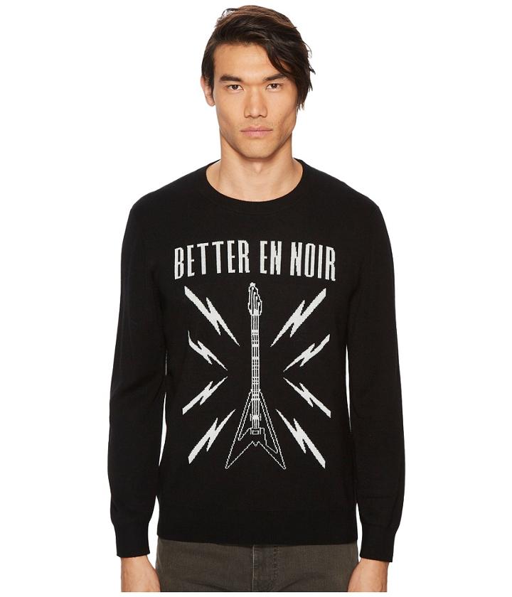 The Kooples - Black Intarsia Sweater With Guitar Logo