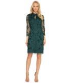 Adrianna Papell - Long Sleeve Mock Neck Beaded Cocktail Dress