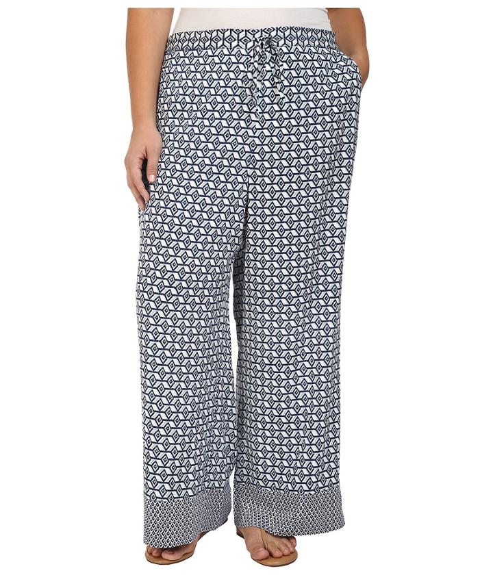 Nydj Plus Size - Plus Size Printed Palazzo Pants In Empire Geo Champion Navy