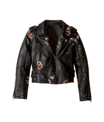 Blank Nyc Kids - Floral Vegan Leather Moto Jacket