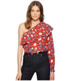The Kooples - Asymmetrical Crepe Viscose Top With A Wild Roses Print