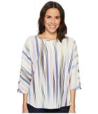 Vince Camuto - Elbow Sleeve Colorful Peaks Center Front Seam Blouse