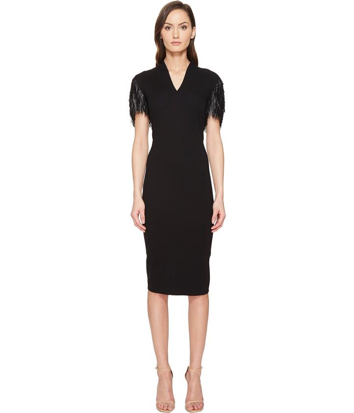 Escada - Delecto Feathered Short Sleeve Dress