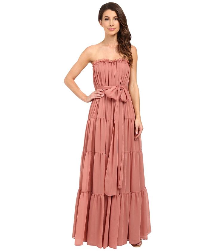 Jill Jill Stuart - Strapless Crinkle Chiffon Gown W/ Tie At Waist