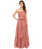 Jill Jill Stuart - Strapless Crinkle Chiffon Gown W/ Tie At Waist