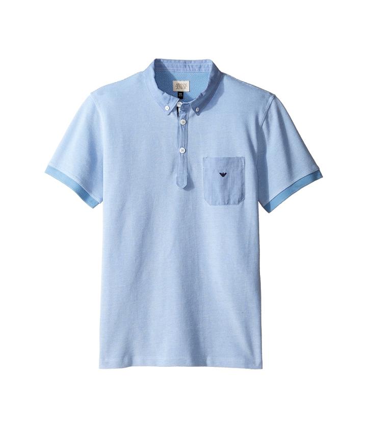 Armani Junior - Pique Polo With Chambray Detail