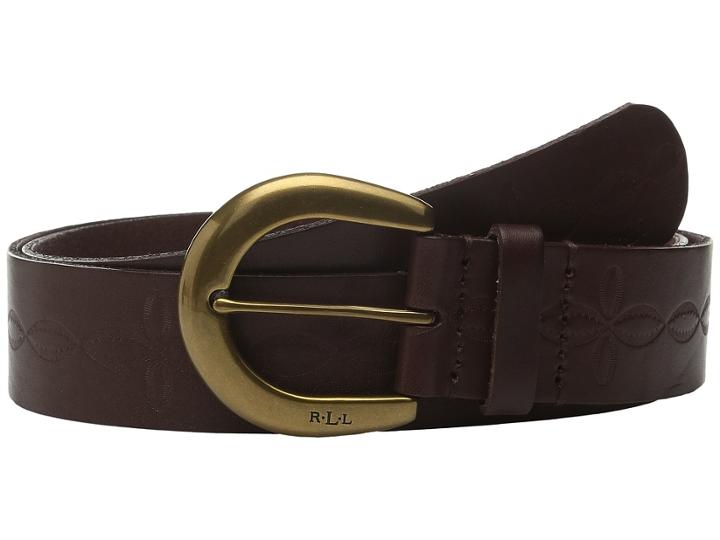 Lauren Ralph Lauren - 1 1/2 Veg Embossed Jeans Belt With Western Tooling Detail C-buckle