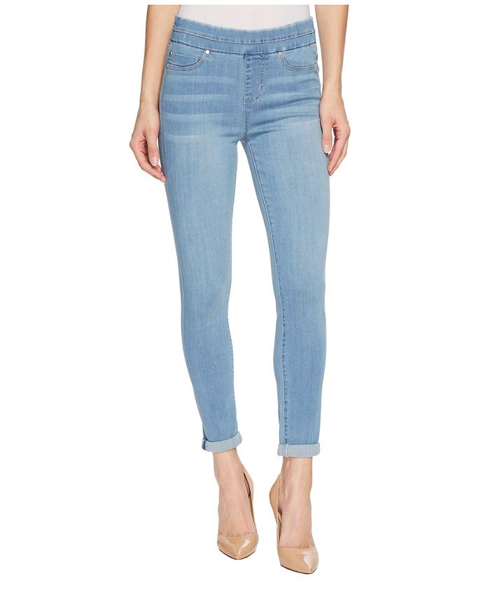 Liverpool - Zoe Rolled Cuff Crop Pull-on In Silky Soft Denim In Normandie Light