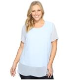 Vince Camuto Specialty Size - Plus Size Short Sleeve Crew Neck Chiffon Overlay Blouse