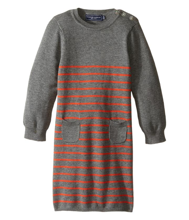Toobydoo - Orange Stripe Sweater Knit Dress
