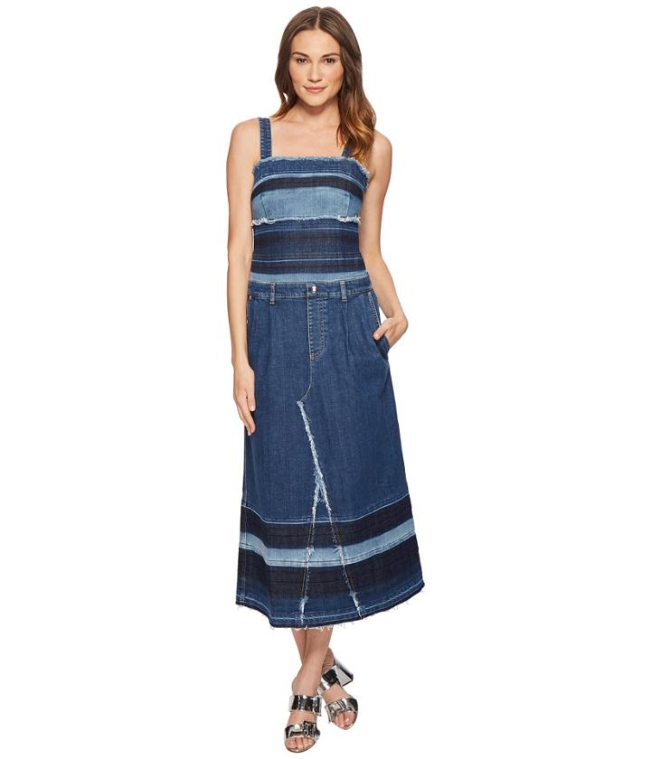 Sonia Rykiel - Denim W/ Striped Effect Sleeveless Dress