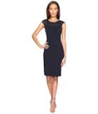 Adrianna Papell - Gathered Netting Yoke Power Stretch Sheath Dress