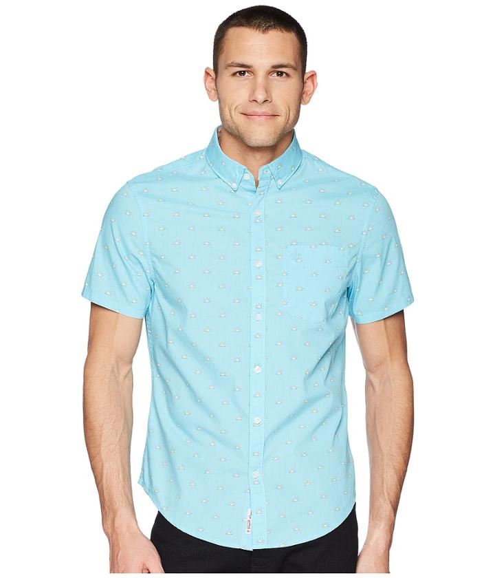 Original Penguin - Short Sleeve Sunshine Print Stretch Poplin