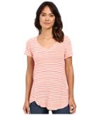 Mod-o-doc - Linen Knit Stripe Short Sleeve V-neck Tee