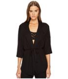 Else - Chevron Cashmere Blend Tunic Jacket With Hoodie