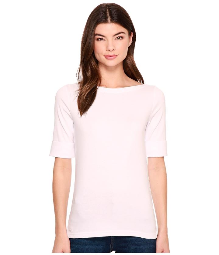 Lauren Ralph Lauren - Stretch Cotton Boat Neck Tee