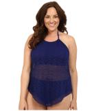 Bleu Rod Beattie - Plus Size Sea It Through Fly Away High Neck Top