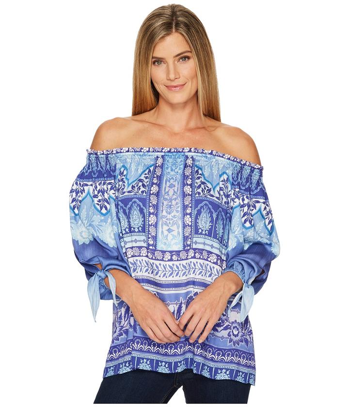 Hale Bob - Precious Cargo Stretch Satin Woven Off Shoulder Top