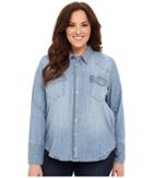 Stetson - Plus Size Light Blue Denim Long Sleeve Western Shirt