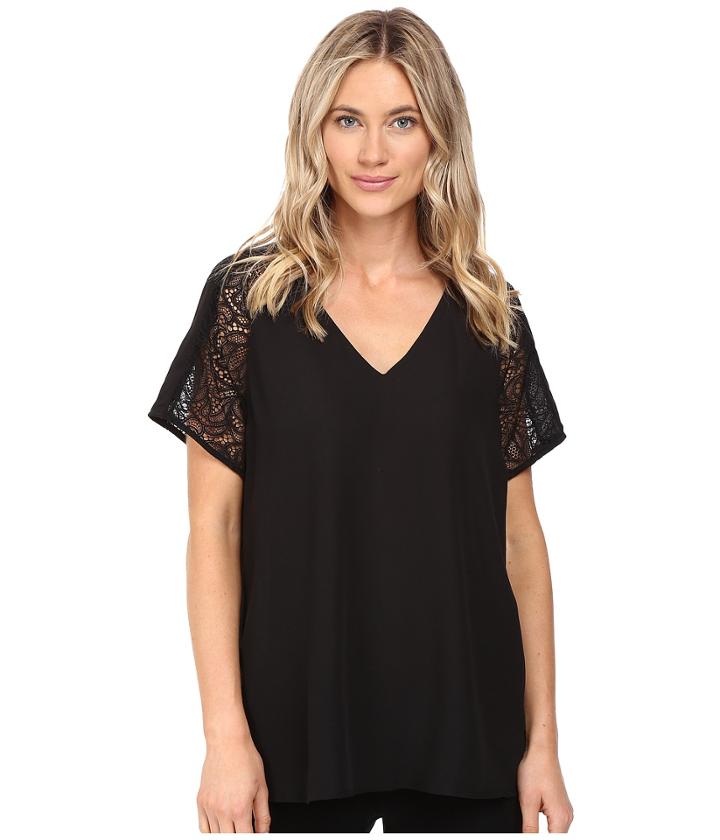 Catherine Catherine Malandrino - Short Sleeve Lace Inset Blouse