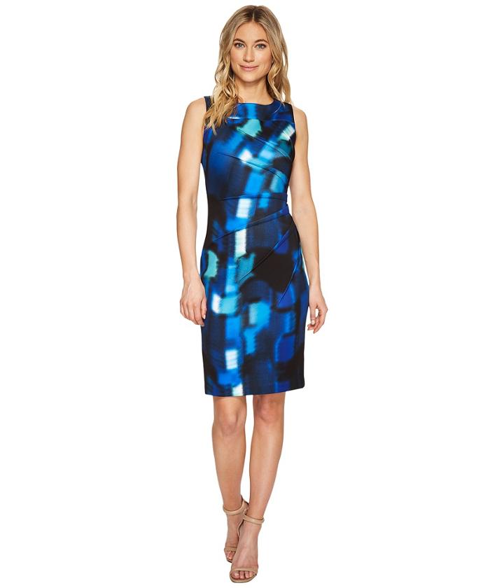 Calvin Klein - Square Print Starburst Sheath Dress Cd7mwb4p