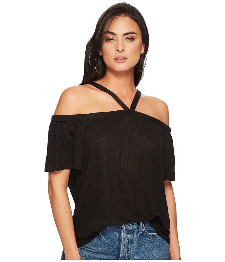 1.state - Short Sleeve High Neck Cold Shoulder Knit Top