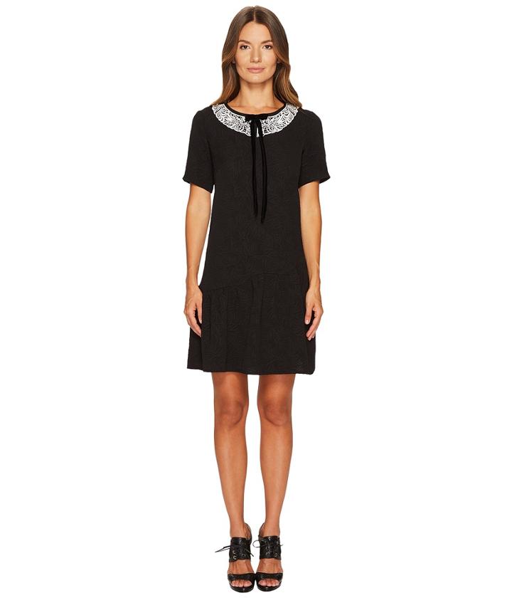 The Kooples - Short Sleeve Dress With Rear Zip And Frilled Hem
