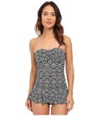 Lauren By Ralph Lauren - Tile Print Twist Shirred Skirted One-piece Slimming Fit W/ Molded Cup