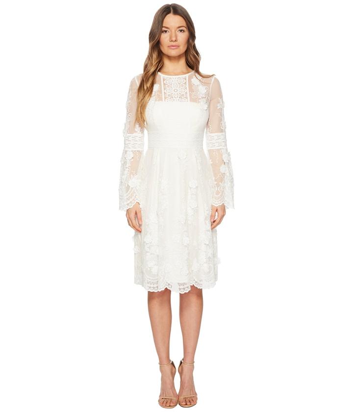 Ml Monique Lhuillier - Long Sleeve Lace Scallop Edge Dress