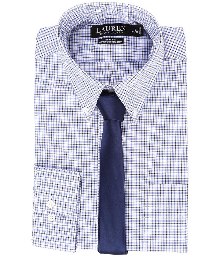 Lauren Ralph Lauren - Stretch Poplin Button Down Collar Slim Button Down Shirt