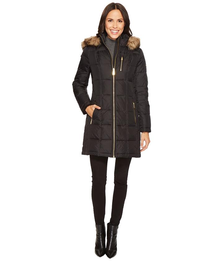 Michael Michael Kors - Zip Front Down With Faux Fur Trim Hood M821883t