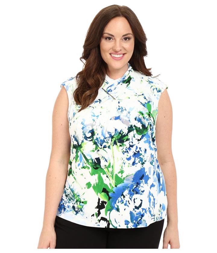 Calvin Klein Plus - Plus Size Sleeveless Top W/ Ruching Hardware