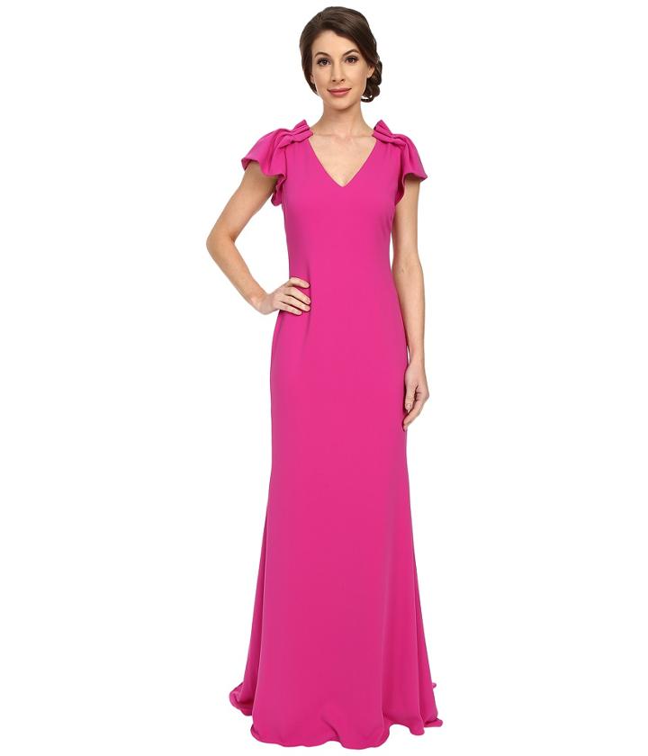 Badgley Mischka - Ruffle Sleeve V-neck Gown