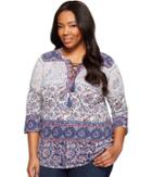 Lucky Brand - Plus Size Lace-up Peasant Top