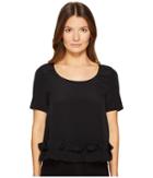 Boutique Moschino - Crepe De Chine Short Sleeve Ruffle Blouse