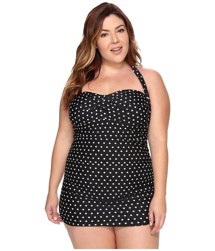 Lauren Ralph Lauren - Plus Size Retro Dot Swim Dress Cover-up