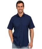 Thomas Dean &amp; Co. - Indigo Solid Short Sleeve Button Down Sport Shirt