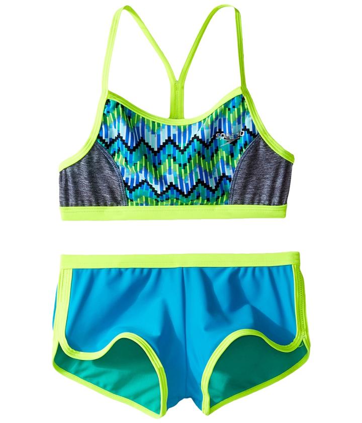 Speedo Kids - Digi Zigzag Heather Two-piece Boyshorts Swimsuit Set