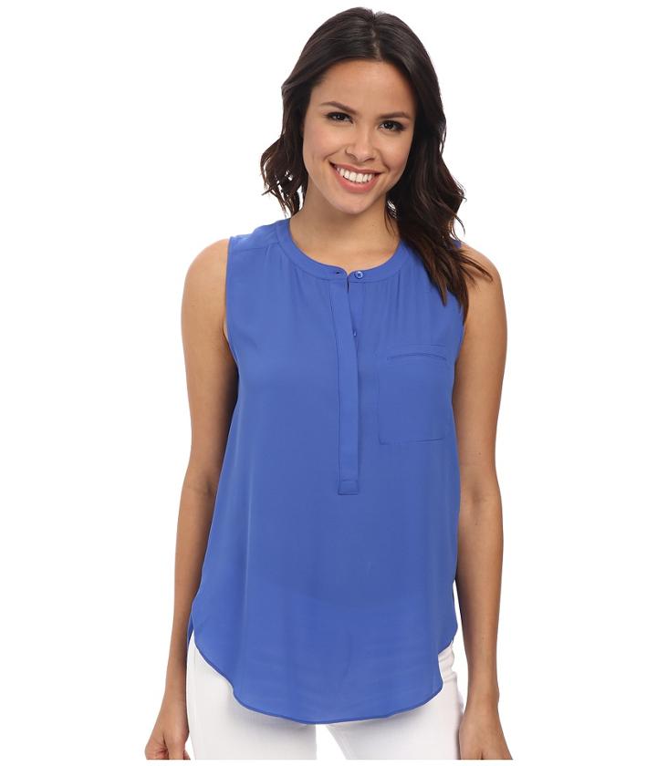 Nydj Sleeveless Georgette Blouse W/ Pleated Back