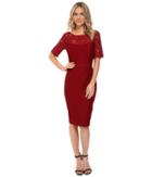 Nue By Shani - Ottoman Knit Dress With Lace Yoke And Sleeves