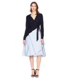 Jil Sander Navy - Knitted Wrap Dress With Taffetas Skirt