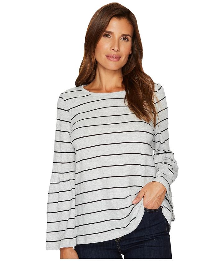 Two By Vince Camuto - Ruched Bell Sleeve Nova Thin Stripe Top