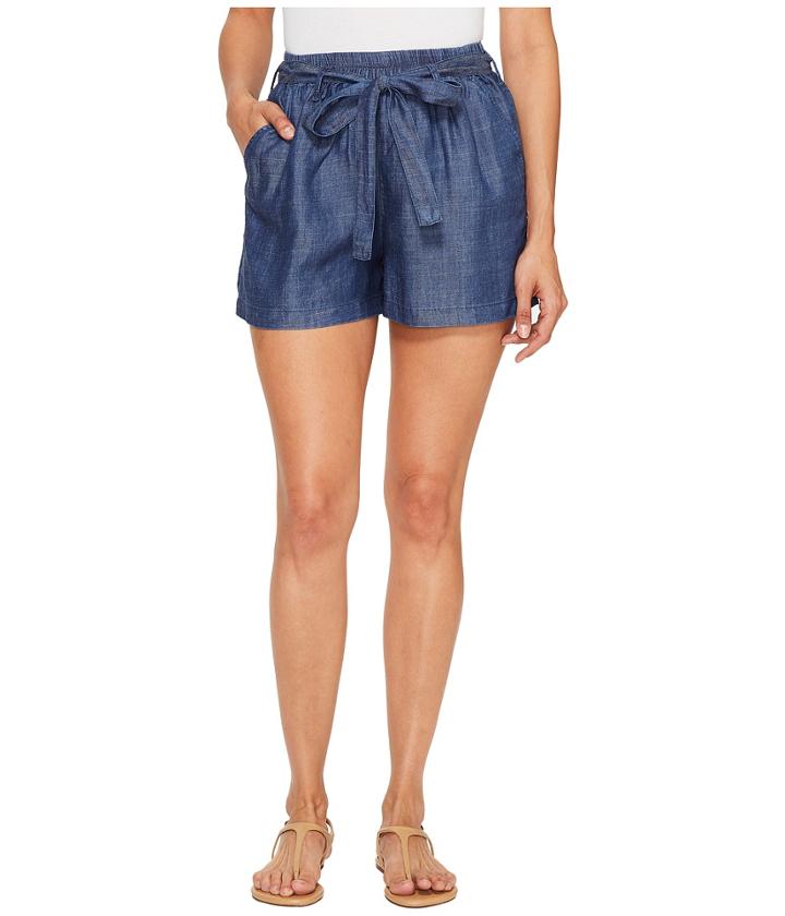 Lucky Brand - Tie Front Chambray Shorts In Blue Chambray