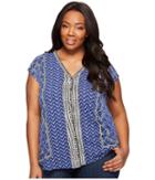 Lucky Brand - Plus Size Printed Button Front Top