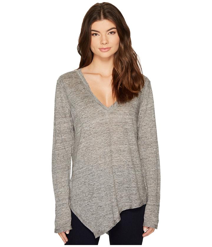 Heather - Uma Linen Asymmetrical Long Sleeve Top