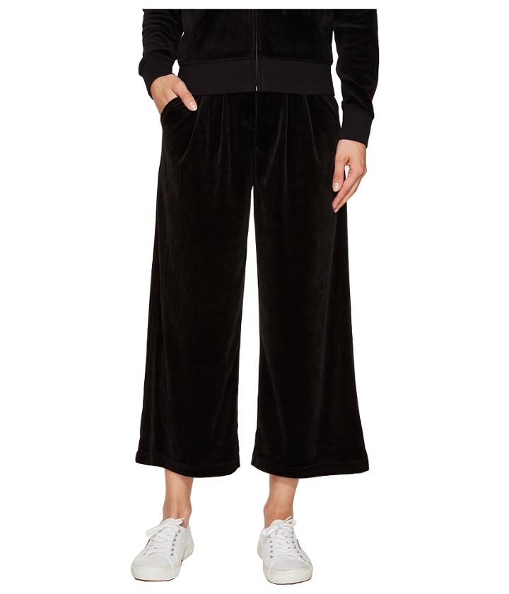 Juicy Couture - Lightweight Velour Cropped Wide Leg Trousers