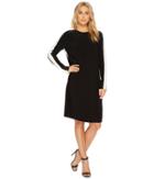 Kamalikulture By Norma Kamali - Side Stripe Long Sleeve Crew Dress To Knee
