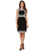 Adrianna Papell - Spliced And Striped Crepe Dress